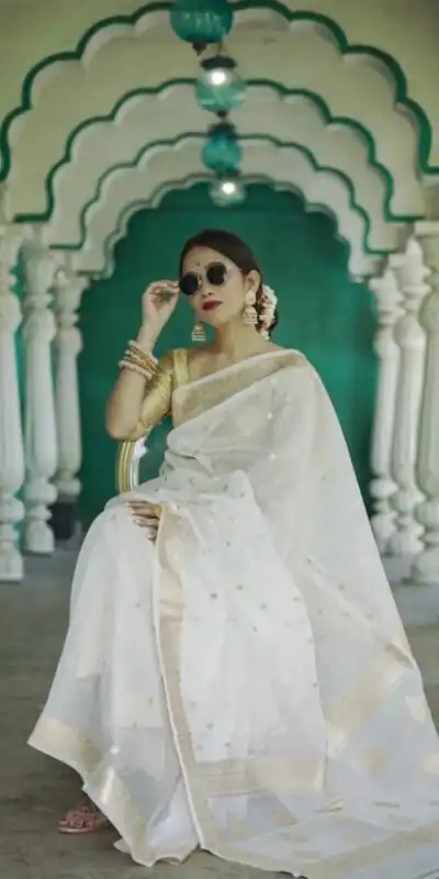 KP 6040 White Soft Lilan Slab Saree with Weaving Work Designer Work. Festive Deal ₹1399. Delivery 4-6 Working Days. Shop now. | Sarees, Bollywood Sarees, Creative Sarees, Designer Sarees, Embroidered Sarees, Ethnic Saree, Modern Digital sarees, Party Wear Sarees