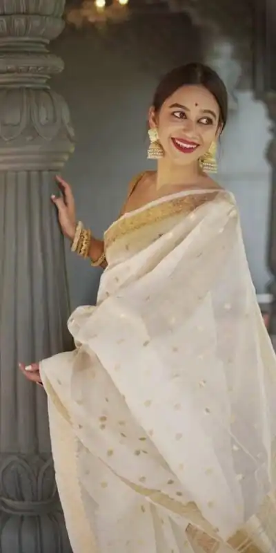 KP 6040 White Soft Lilan Slab Saree with Weaving Work Designer Work. Festive Deal ₹1399. Delivery 4-6 Working Days. Shop now. | Sarees, Bollywood Sarees, Creative Sarees, Designer Sarees, Embroidered Sarees, Ethnic Saree, Modern Digital sarees, Party Wear Sarees