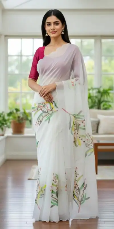 BT 412 White TB Organza Saree with Digital Print. Wedding, Party, Festive, Events, Navratri Garba, Special Price ₹1649. Delivery 4-6 Working Days. Shop now. | Sarees, Bollywood Sarees, Creative Sarees, Designer Sarees, Embroidered Sarees, Ethnic Saree, Modern Digital sarees, Party Wear Sarees