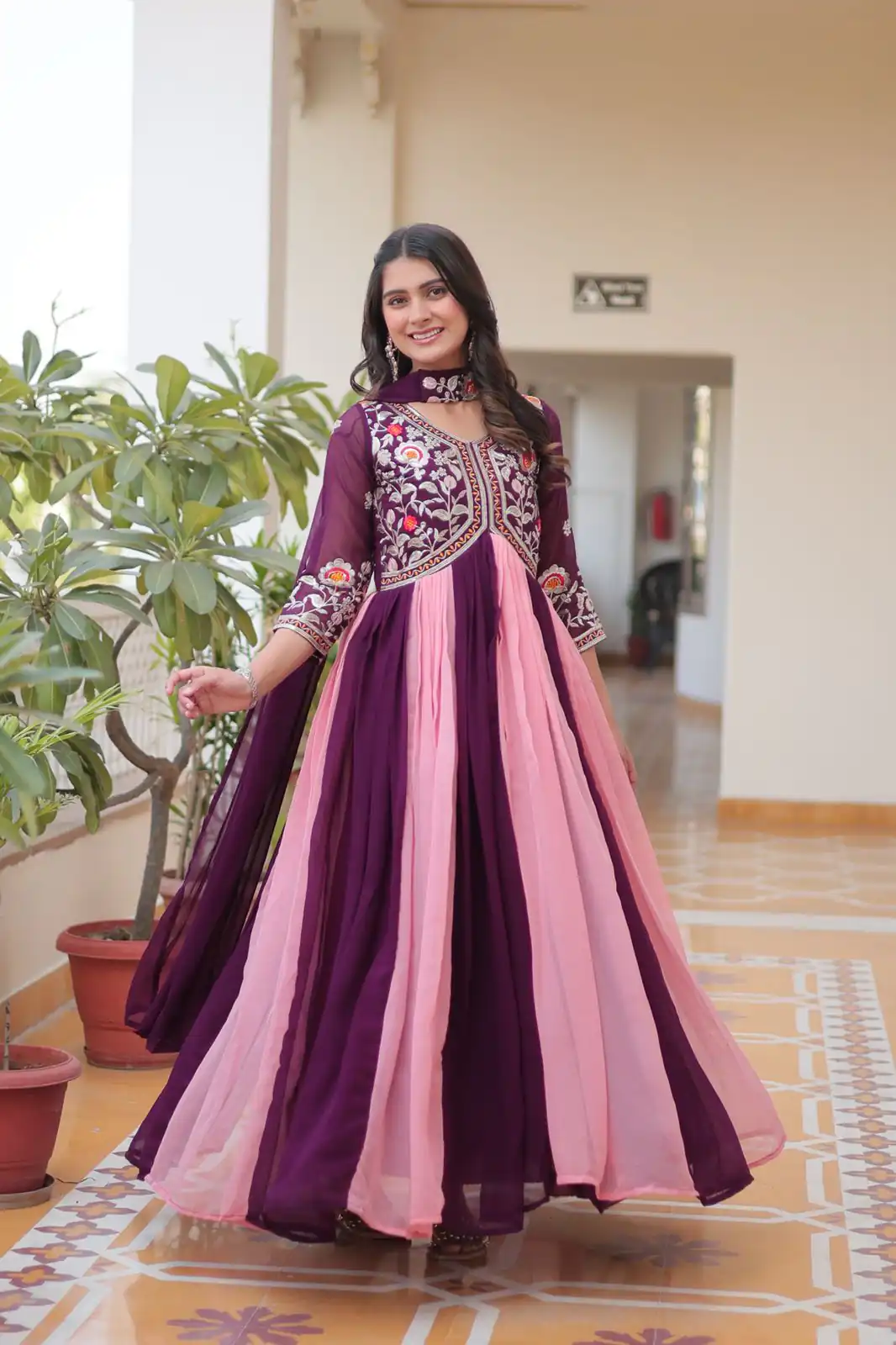 Ram 079 Wine Fox Georgette Gown Perfect for Wedding, Party, Eid, Temple Visit, Pongal – . Best Price ₹2049. Delivery 4-6 Working Days. Shop now. | Gowns, Bollywood Gowns, Creative Gowns, Designer Gowns, Embroidered Gowns, Party Wear Gowns