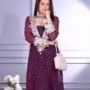 ST 1104 Wine Georgette Kurti with Embroidery Work & Mirror Work. Available at ₹1649 only. Delivery 4-6 Working Days. Shop now. | Kurti, Bollywood Kurti, Creative Kurtis, Designer Kurti, Party Wear Kurti, Selfie Kurti