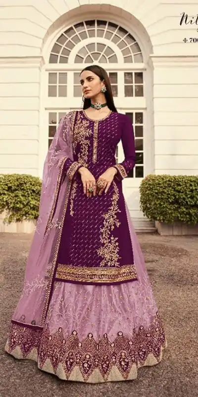 DS LT 7006 Wine in Georgette Embroidery Work & Stone Work Lehenga Choli . Festive Deal ₹2549. Delivery 4-6 Working Days. Shop now. | Lehenga, Bollywood Lehenga, Creative Lehenga, Designer Lehenga, Embroidered Lehenga, Party Wear Lehenga