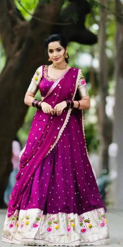Wine Georgette Sequence Work Lehenga Choli