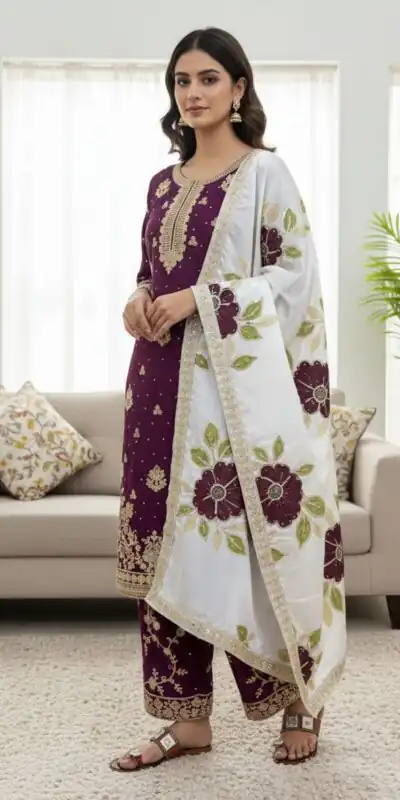 SRK 5315 Wine Organza SILK Salwar Suit Perfect for Wedding, Party, Lohri, Ethnic Day, Eid – . Affordable Price ₹2499. Delivery 4-6 Working Days. | Jump Suits, Tops & Bottoms, Track Suits, Salwar suit, Casual Suits, Creative suits, Designer Suits, Palazzo Suits, Party Wear Suits, Patiala Suits, Straight Suits, Trendy Wear