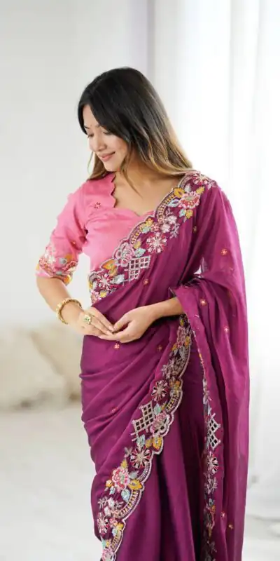 BT 1303 Wine Premium Noha Crush Saree with Sequins Work & Embroidery Work. Exclusive Offer ₹2149. Delivery 4-6 Working Days. Shop now. | Sarees, Bollywood Sarees, Creative Sarees, Designer Sarees, Embroidered Sarees, Ethnic Saree, Modern Digital sarees, Party Wear Sarees