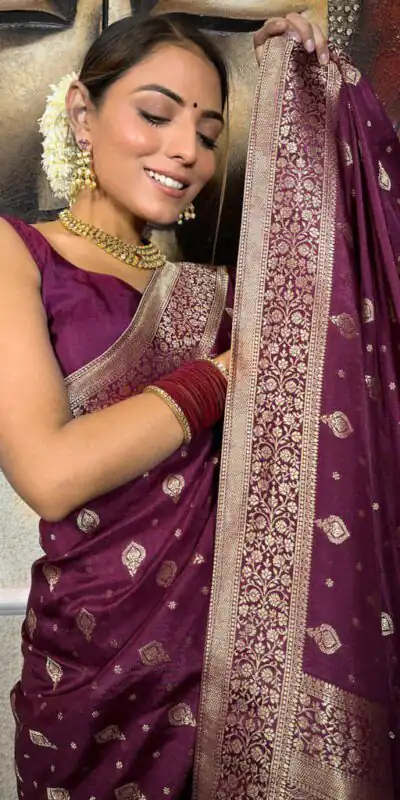 KPR 210 Wine Soft Lichi Silk Saree with Lace Work & Lace Border. Special Price ₹1399. Delivery 4-6 Working Days. Shop now. | Sarees, Bollywood Sarees, Creative Sarees, Designer Sarees, Embroidered Sarees, Ethnic Saree, Modern Digital sarees, Party Wear Sarees