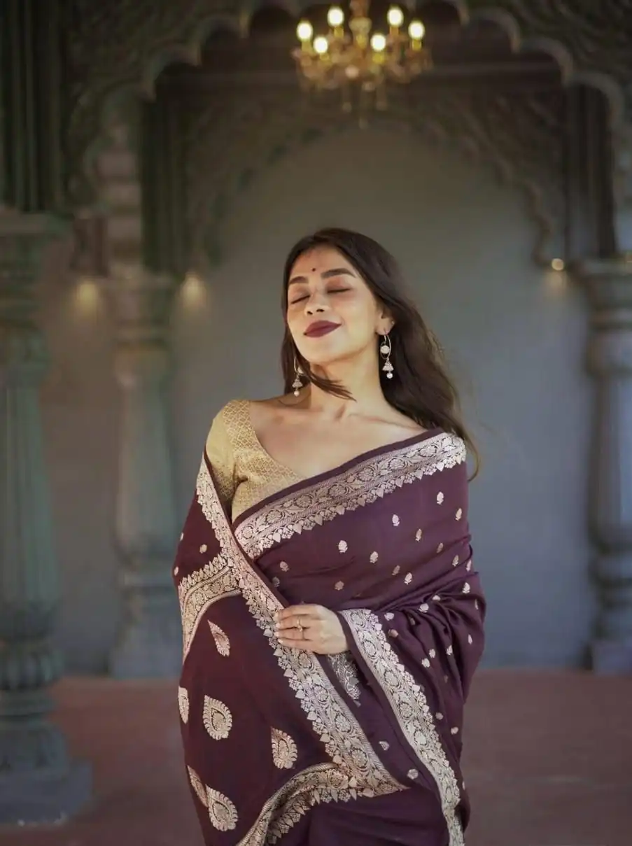 KP 6040 Wine Soft Lilan Slab Saree with Weaving Work Designer Work. Festive Deal ₹1399. Delivery 4-6 Working Days. Shop now. | Sarees, Bollywood Sarees, Creative Sarees, Designer Sarees, Embroidered Sarees, Ethnic Saree, Modern Digital sarees, Party Wear Sarees