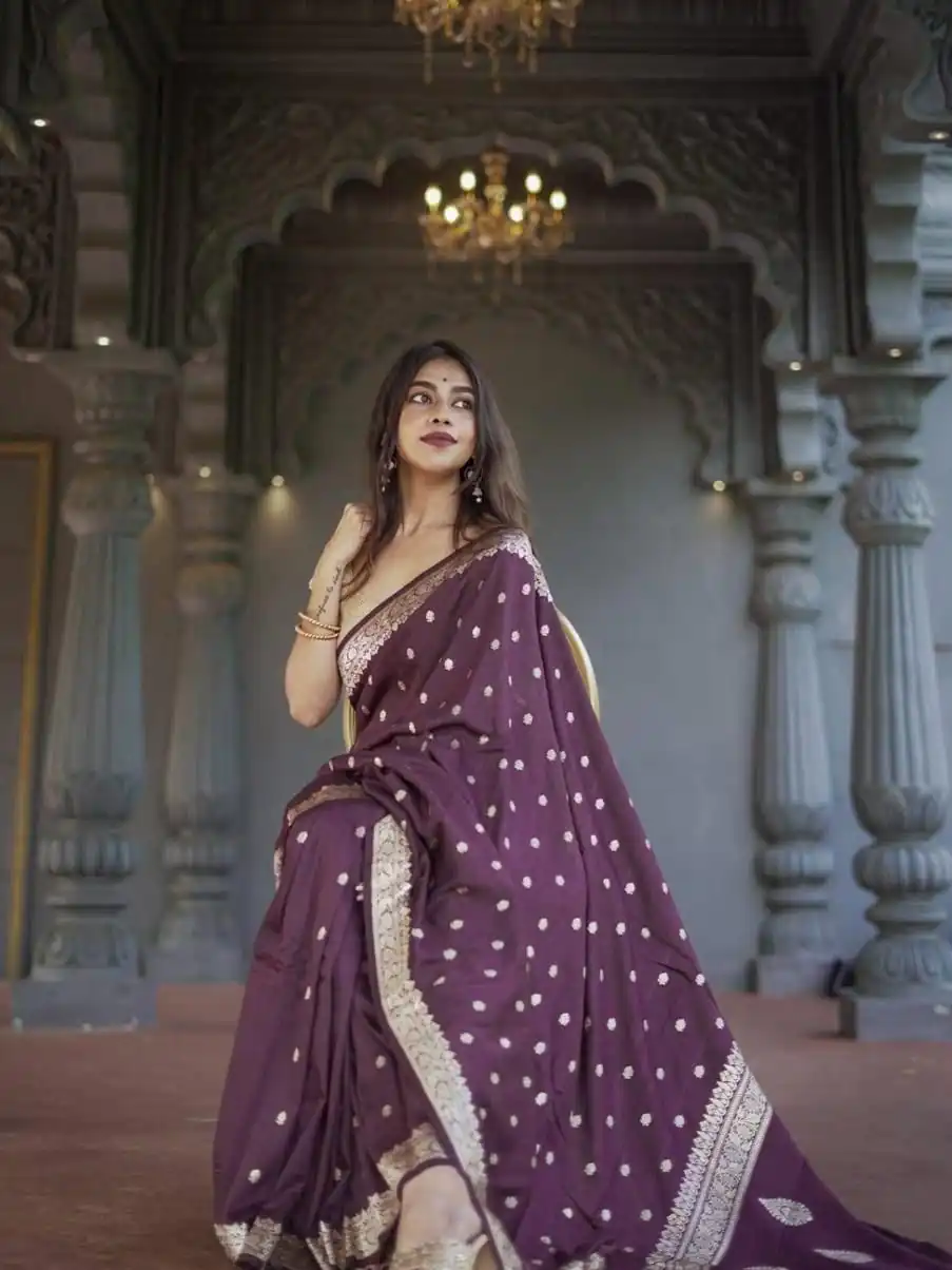 KP 6040 Wine Soft Lilan Slab Saree with Weaving Work Designer Work. Festive Deal ₹1399. Delivery 4-6 Working Days. Shop now. | Sarees, Bollywood Sarees, Creative Sarees, Designer Sarees, Embroidered Sarees, Ethnic Saree, Modern Digital sarees, Party Wear Sarees