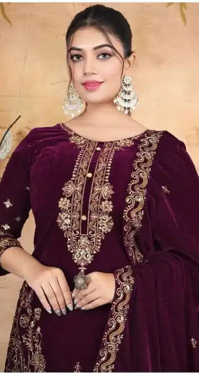 FC 1198 Wine Velvet Salwar Suit with Embroidery Work & Lace Work. Festive Deal ₹2549. Delivery 4-6 Working Days. Shop now. | Jump Suits, Tops & Bottoms, Track Suits, Salwar suit, Casual Suits, Creative suits, Designer Suits, Palazzo Suits, Party Wear Suits, Patiala Suits, Straight Suits, Trendy Wear