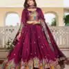 Ram 113 Wine Color Vichitra Lehenga Choli with Embroidery Work. Exclusive Offer ₹3099. Delivery 4-6 Working Days. Shop now. | Lehenga, Bollywood Lehenga, Creative Lehenga, Designer Lehenga, Embroidered Lehenga, Party Wear Lehenga