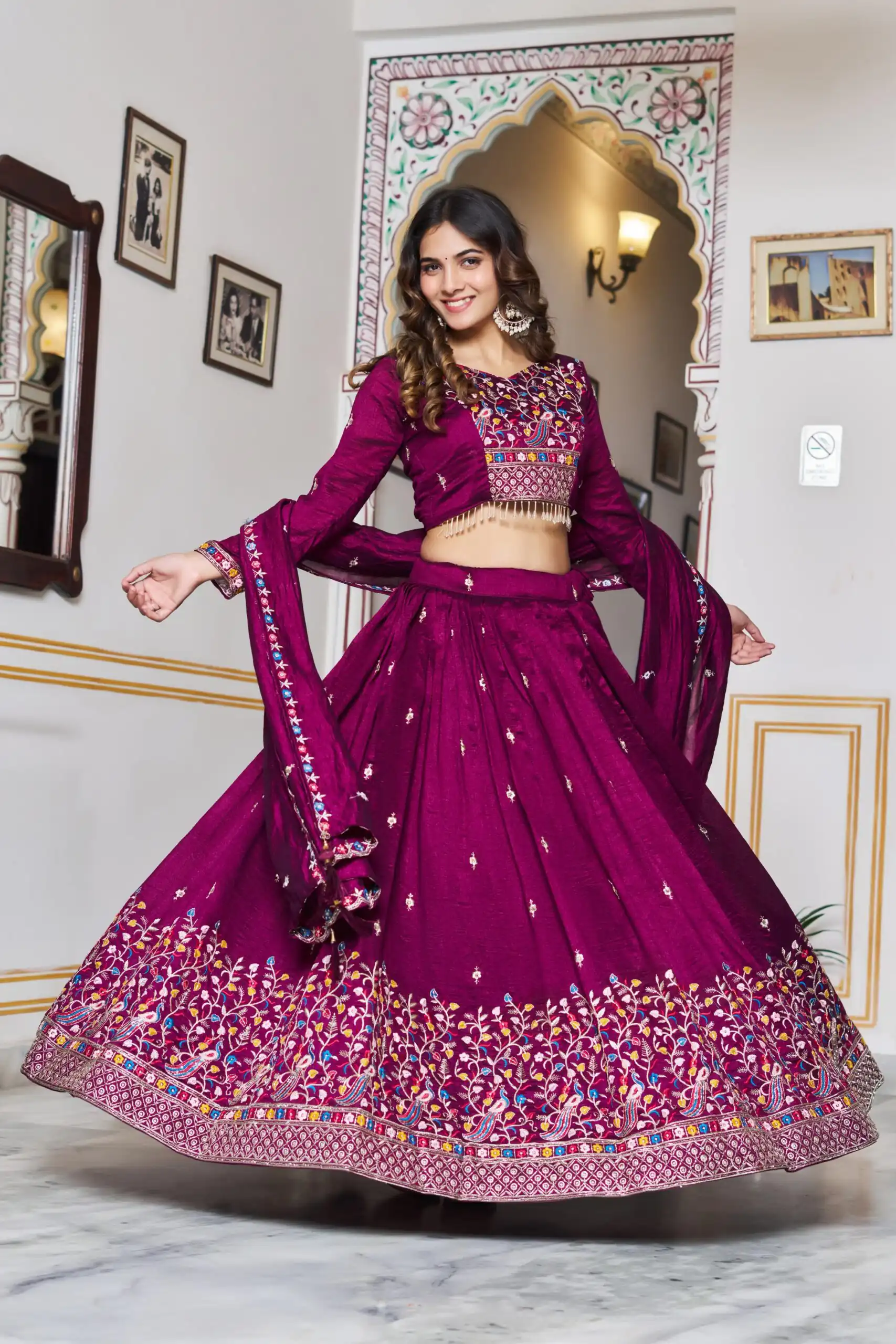 Ram 147 Wine Vichitra Silk Lehenga Choli Perfect for Wedding, Party, Ganesh Chaturthi, Housewarming, Engagement – . Introductory Price ₹3349. Delivery | Lehenga, Bollywood Lehenga, Creative Lehenga, Designer Lehenga, Embroidered Lehenga, Party Wear Lehenga
