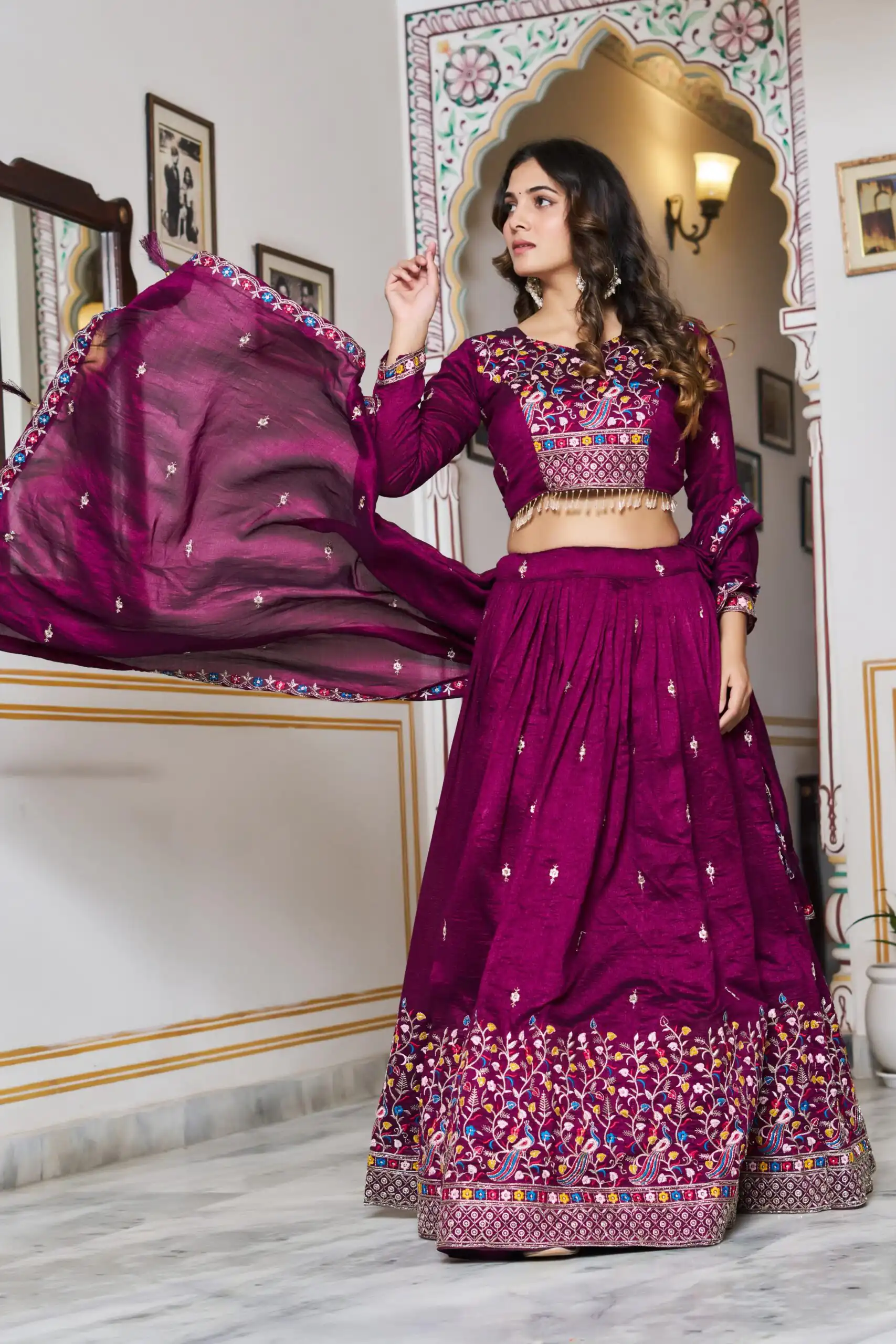 Ram 147 Wine Vichitra Silk Lehenga Choli Perfect for Wedding, Party, Ganesh Chaturthi, Housewarming, Engagement – . Introductory Price ₹3349. Delivery | Lehenga, Bollywood Lehenga, Creative Lehenga, Designer Lehenga, Embroidered Lehenga, Party Wear Lehenga