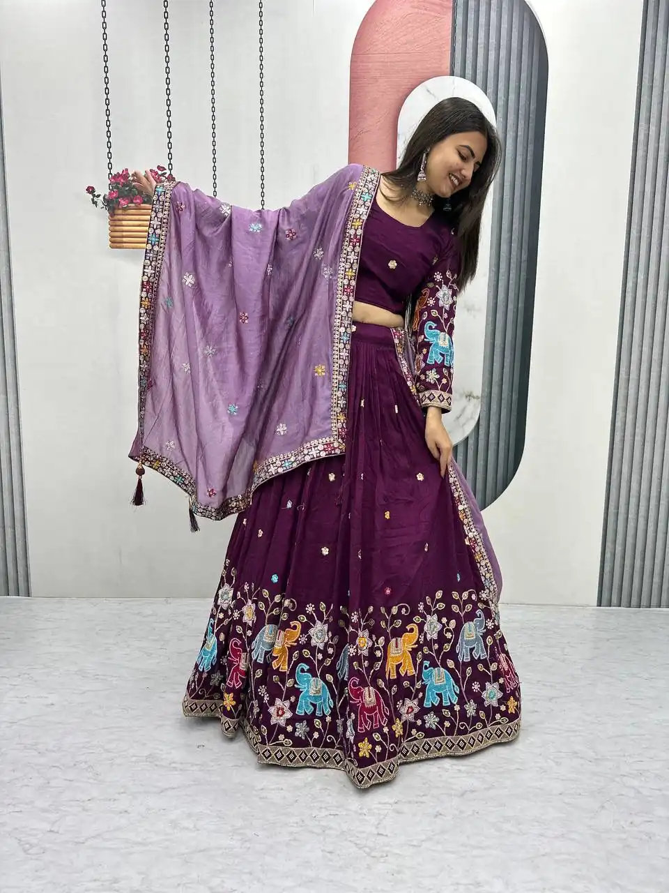 PC 545 Wine Vichitra Silk Lehenga Choli with Lace Border & Lace Work. Special Price ₹3249. Delivery 4-6 Working Days. Shop now. | Lehenga, Bollywood Lehenga, Creative Lehenga, Designer Lehenga, Embroidered Lehenga, Party Wear Lehenga