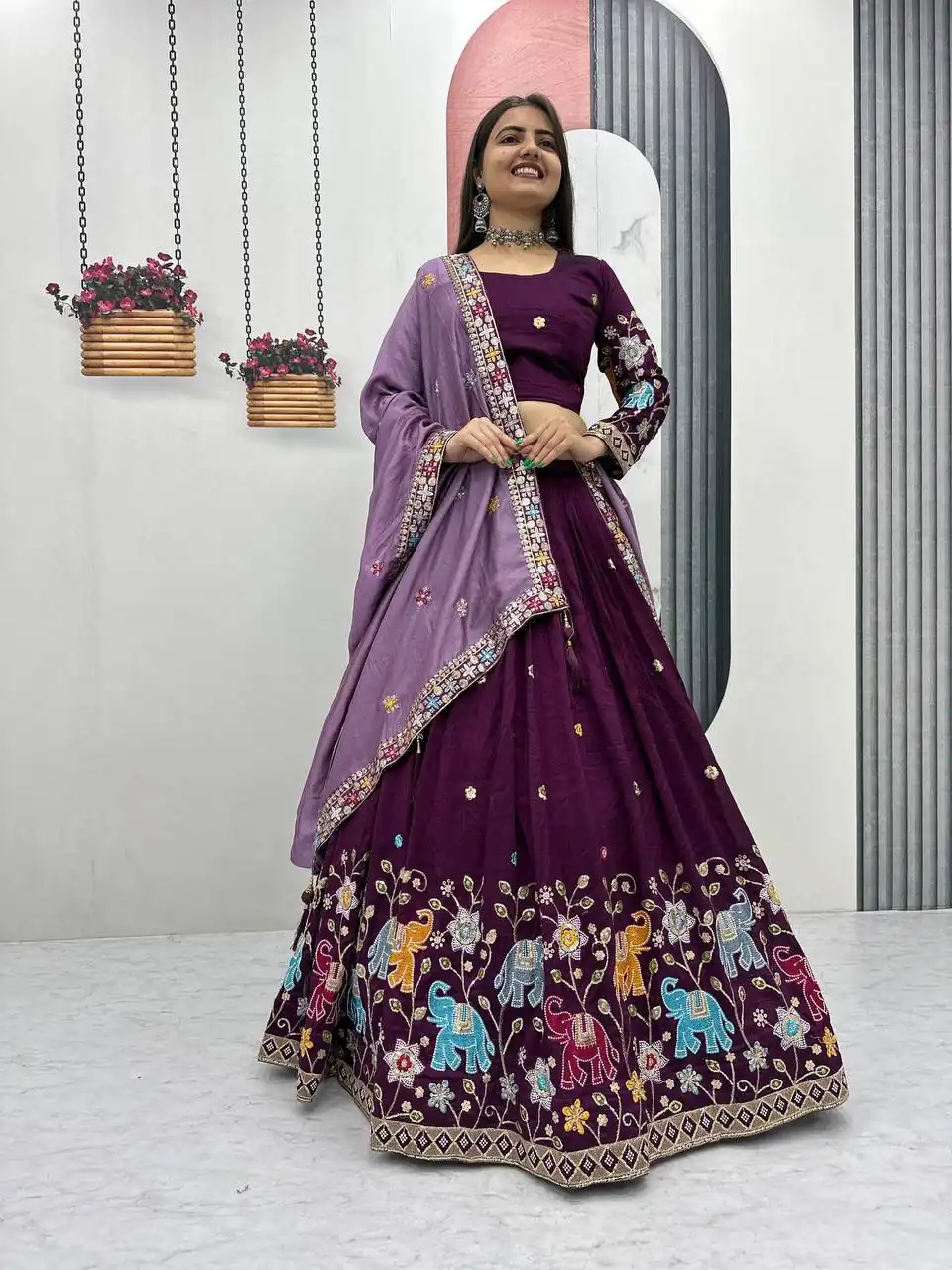 PC 545 Wine Vichitra Silk Lehenga Choli with Lace Border & Lace Work. Special Price ₹3249. Delivery 4-6 Working Days. Shop now. | Lehenga, Bollywood Lehenga, Creative Lehenga, Designer Lehenga, Embroidered Lehenga, Party Wear Lehenga