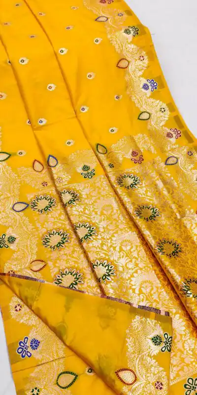 MB 3319 Yellow Color Banarasi Lace Work Gold Zari Border Saree . Available at ₹1849 only. Delivery 4-6 Working Days. Shop now. | Sarees, Bollywood Sarees, Creative Sarees, Designer Sarees, Embroidered Sarees, Ethnic Saree, Modern Digital sarees, Party Wear Sarees