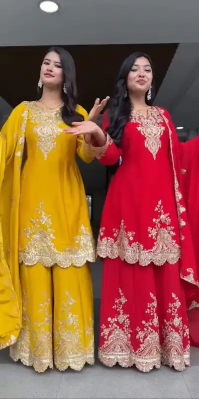 KD 1542 Yellow in Color Faux Georgette Thread Embroidery Salwar Suit . Festive Deal ₹2399. Delivery 4-6 Working Days. Shop now. | Jump Suits, Tops & Bottoms, Track Suits, Salwar suit, Casual Suits, Creative suits, Designer Suits, Palazzo Suits, Party Wear Suits, Patiala Suits, Straight Suits, Trendy Wear