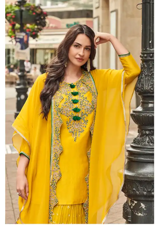FC Sayuuri 5595 Yellow | Yellow Georgette Salwar Suit with Embroidery Work & Lace Work. Special Price ₹3149. Delivery 4-6 Working Days. Shop now. | Jump Suits, Tops & Bottoms, Track Suits, Salwar suit, Casual Suits, Creative suits, Designer Suits, Palazzo Suits, Party Wear Suits, Patiala Suits, Straight Suits, Trendy Wear