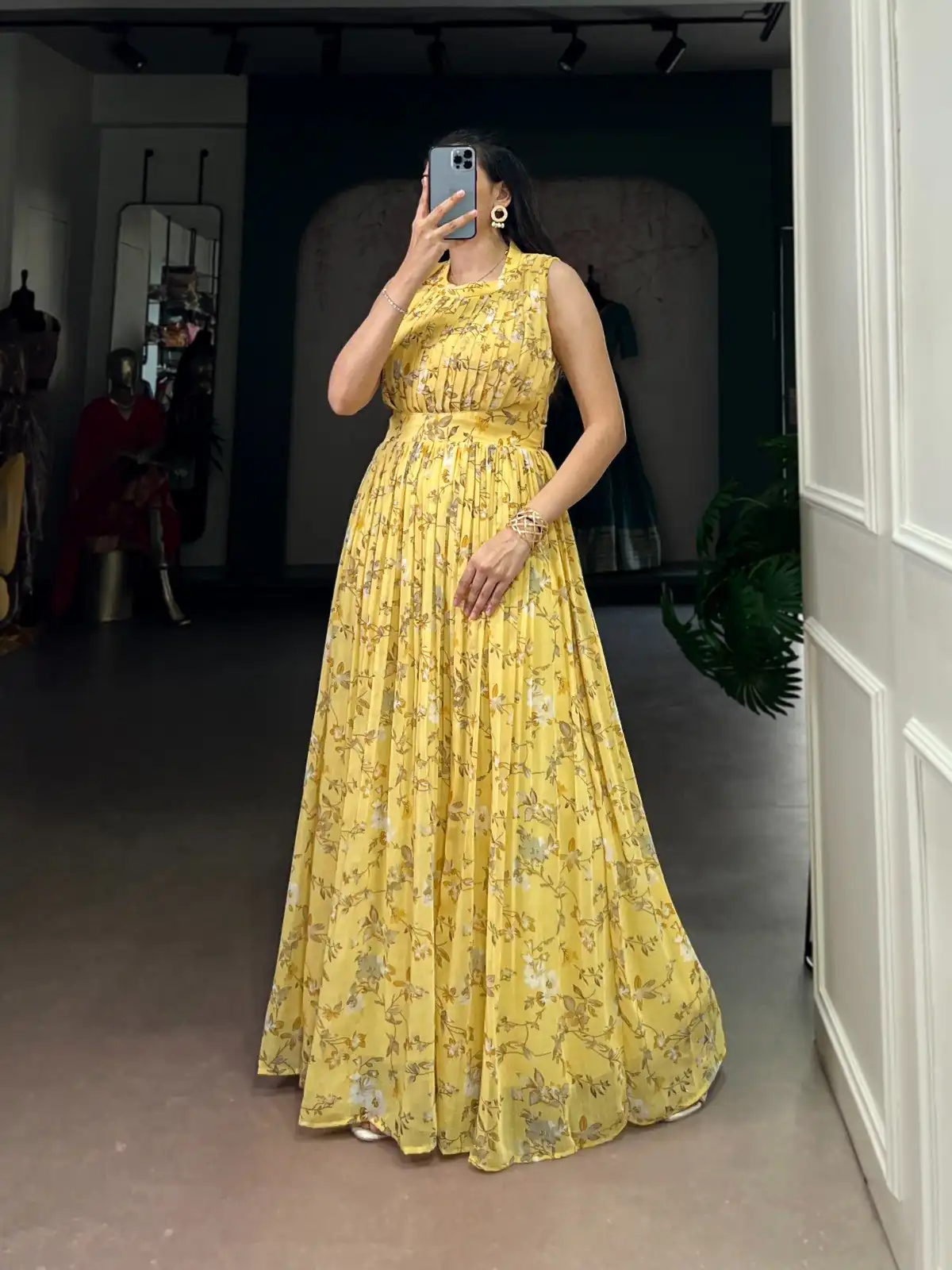 YNF 5200 Yellow Color Weightless Marbal Gown with Designer Work. Available at ₹1649 only. Delivery 4-6 Working Days. Shop now. | Gowns, Bollywood Gowns, Creative Gowns, Designer Gowns, Embroidered Gowns, Party Wear Gowns