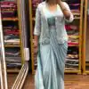 Sky Blue Chinon Silk Embroidery Work Saree