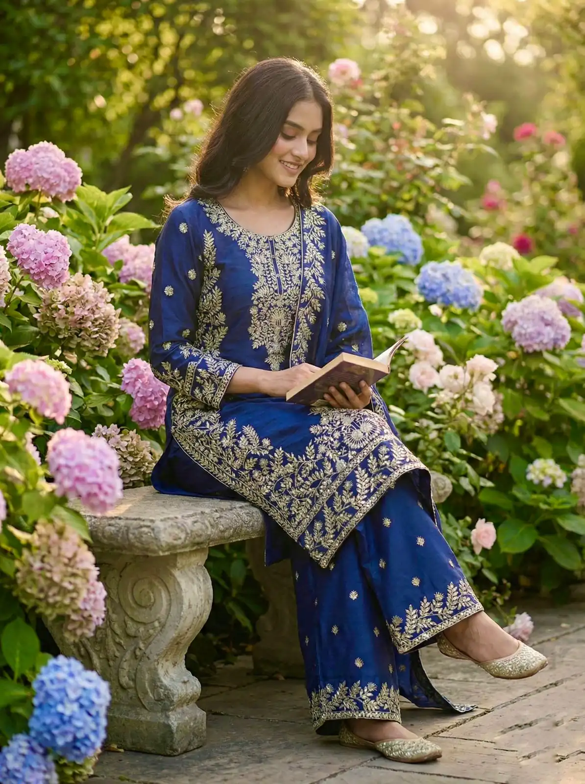 Blue Organza Silk With Sequence Work Salwar Suit - Image 4