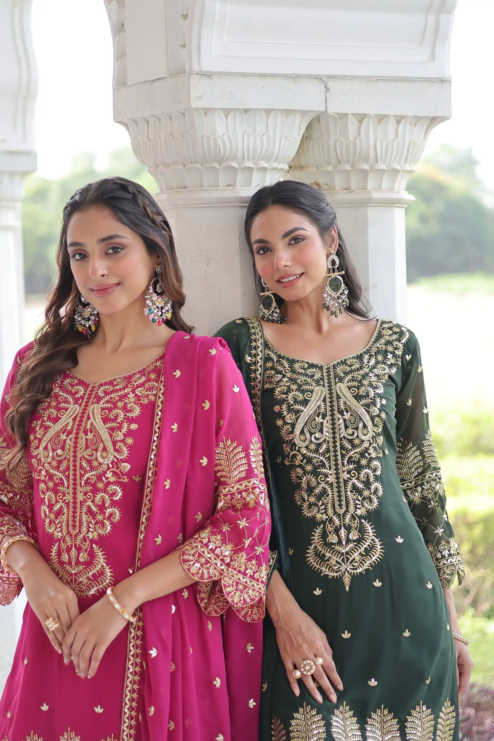 Pink Faux Blooming Embroidered Work Salwar Suit - Image 8