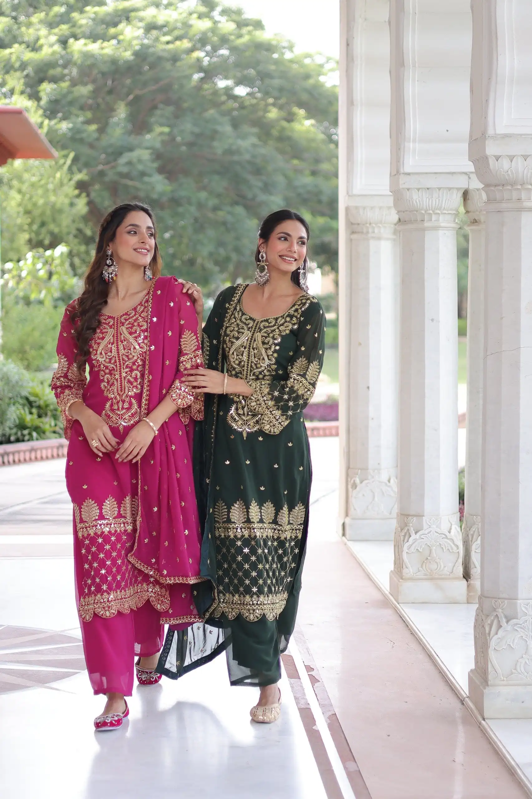 Pink Faux Blooming Embroidered Work Salwar Suit - Image 7