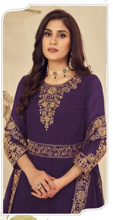 Alternative view of Purple Georgette Stone Work Salwar Suit