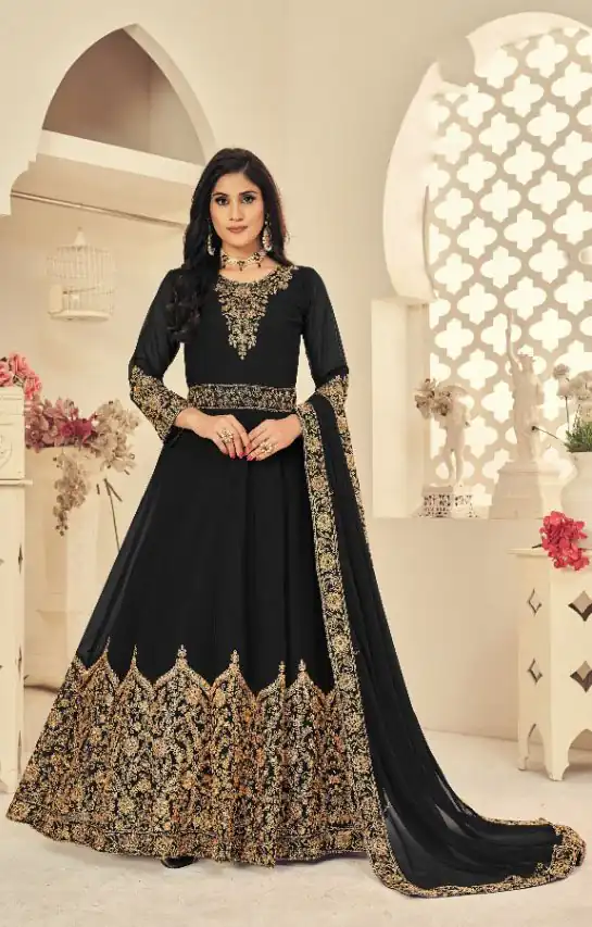 Black Georgette Stone Work Salwar Suit