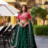 Green Silk Satin Sequins Work Lehenga Choli