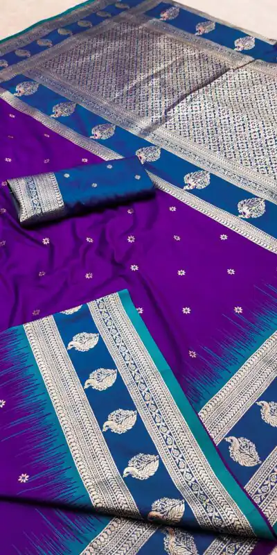 Purple Banarasi Silk Zari Lace Work Saree