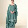 Teal Tissue Crush Embroidery Work Salwar Suit