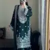 Green Faux Georgette Sequence Work Salwar Suit