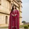 Pink Pure Organza Silk Sequence Work Salwar Suit