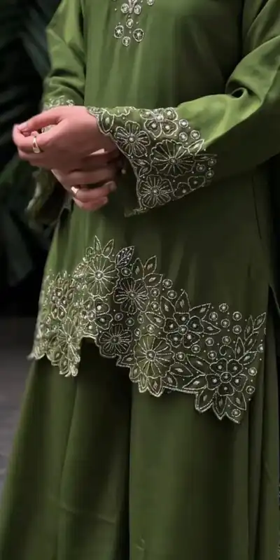 Alternative view of Mahendi Chinon Silk Embroidery Lace Work Salwar Suit