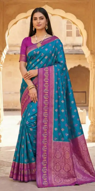 Blue Pochampalli Silk Lace Zari Work Saree