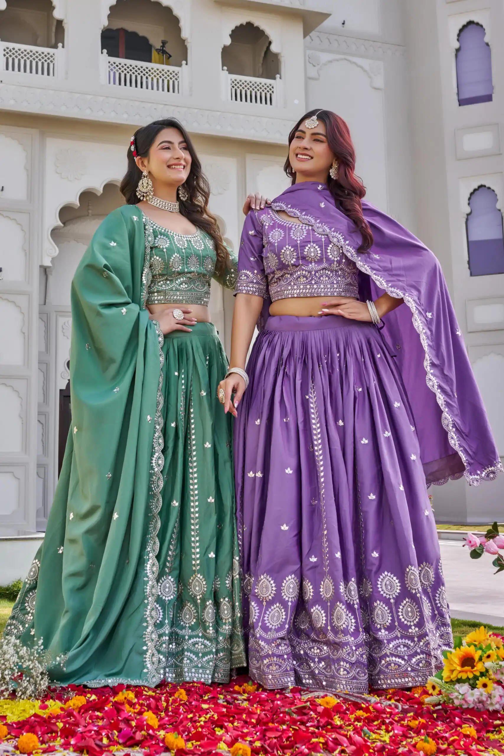 Lavender Crap Silk Embroidery Work Lehenga Choli - Image 7