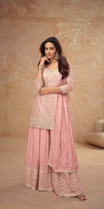 FC 7518 Baby Pink Chinon Salwar Suit Perfect for Wedding, Party, Diwali, Durga Puja, Temple Visit – . Festive Deal ₹3099. Delivery 4-6 Working Days. | Jump Suits, Tops & Bottoms, Track Suits, Salwar suit, Casual Suits, Creative suits, Designer Suits, Palazzo Suits, Party Wear Suits, Patiala Suits, Straight Suits, Trendy Wear