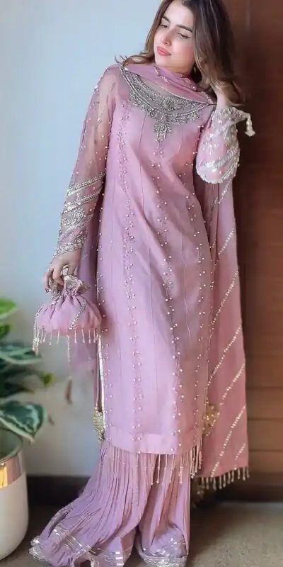 SRK 5276 Baby Pink in Faux Georgette Bead Work & Embroidery Work Salwar Suit . Now at just ₹2049. Delivery 4-6 Working Days. Shop now. | Jump Suits, Salwar suit, Casual Suits, Creative suits, Designer Suits, Palazzo Suits, Party Wear Suits, Patiala Suits, Straight Suits