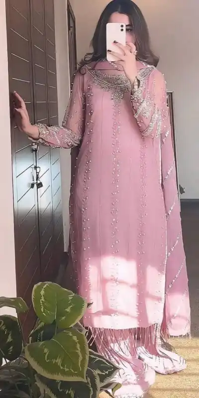 SRK 5276 Baby Pink in Faux Georgette Bead Work & Embroidery Work Salwar Suit . Now at just ₹2049. Delivery 4-6 Working Days. Shop now. | Jump Suits, Salwar suit, Casual Suits, Creative suits, Designer Suits, Palazzo Suits, Party Wear Suits, Patiala Suits, Straight Suits