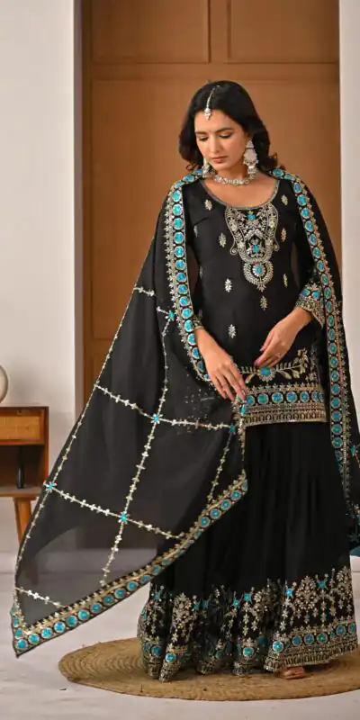 ND 5057 Black NC Vichitra Silk Salwar Suit with Embroidery Work. Special Price ₹2599. Delivery 4-6 Working Days. Shop now. | Jump Suits, Salwar suit, Casual Suits, Creative suits, Designer Suits, Palazzo Suits, Party Wear Suits, Patiala Suits, Straight Suits