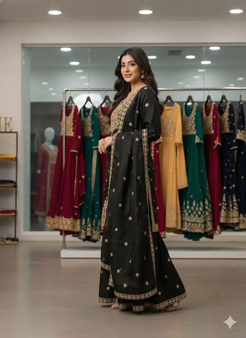 LG 2056 Black Organza Salwar Suit with Embroidery Work. Wedding, Party, Festive, Events Festive Deal ₹2099. Delivery 4-6 Working Days. Shop now. | Jump Suits, Salwar suit, Casual Suits, Creative suits, Designer Suits, Palazzo Suits, Party Wear Suits, Patiala Suits, Straight Suits