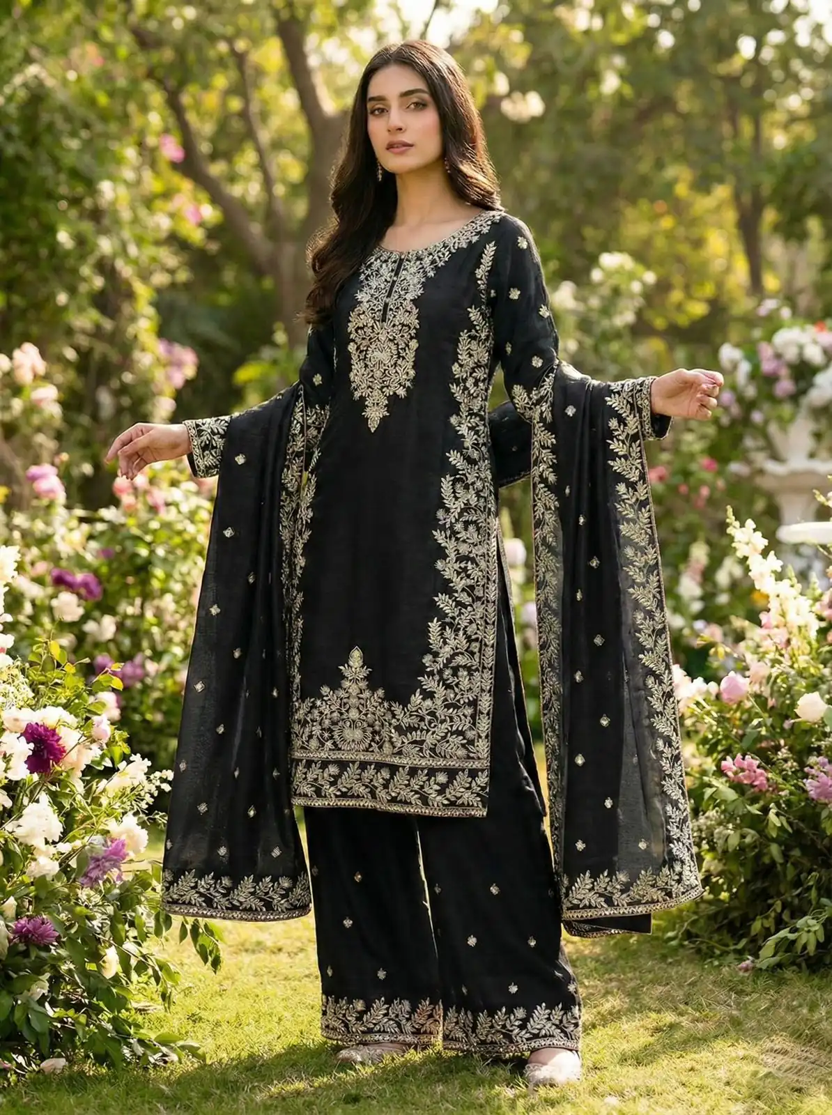 SRK 5316 Black Organza Silk Salwar Suit Perfect for Wedding, Party, Makar Sankranti, Eid, Durga Puja – . Affordable Price ₹2149. Delivery 4-6 Workin | Jump Suits, Salwar suit, Casual Suits, Creative suits, Designer Suits, Palazzo Suits, Party Wear Suits, Patiala Suits, Straight Suits
