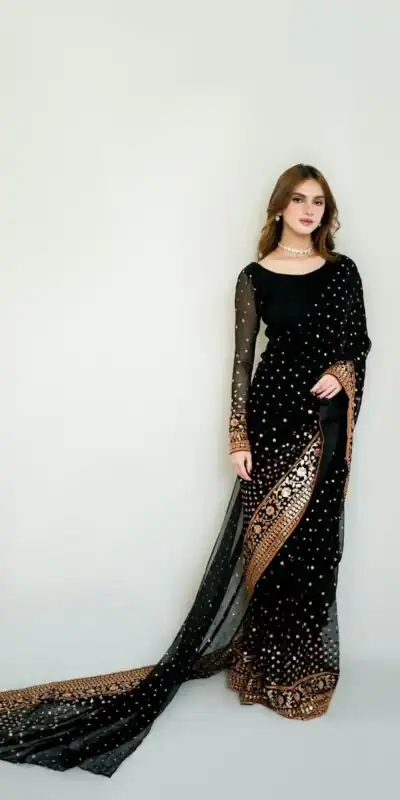 NC 5545 Black in Color Georgette. Embroidery Work & Sequins Work Saree Best Price ₹2149. Delivery 4-6 Working Days. Shop now. | Sarees, Bollywood Sarees, Creative Sarees, Designer Sarees, Embroidered Sarees, Ethnic Saree, Modern Digital sarees, Party Wear Sarees