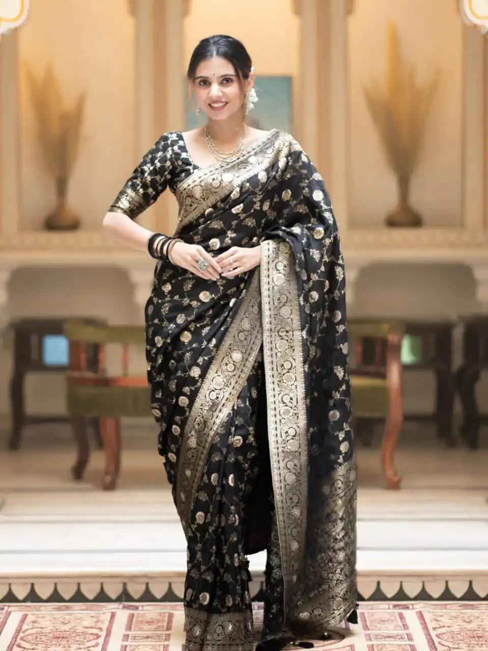 KPR 208 Black in Color Soft Lichi Silk Designer Work Saree . Available at ₹1399 only. Delivery 4-6 Working Days. Shop now. | Sarees, Bollywood Sarees, Creative Sarees, Designer Sarees, Embroidered Sarees, Ethnic Saree, Modern Digital sarees, Party Wear Sarees