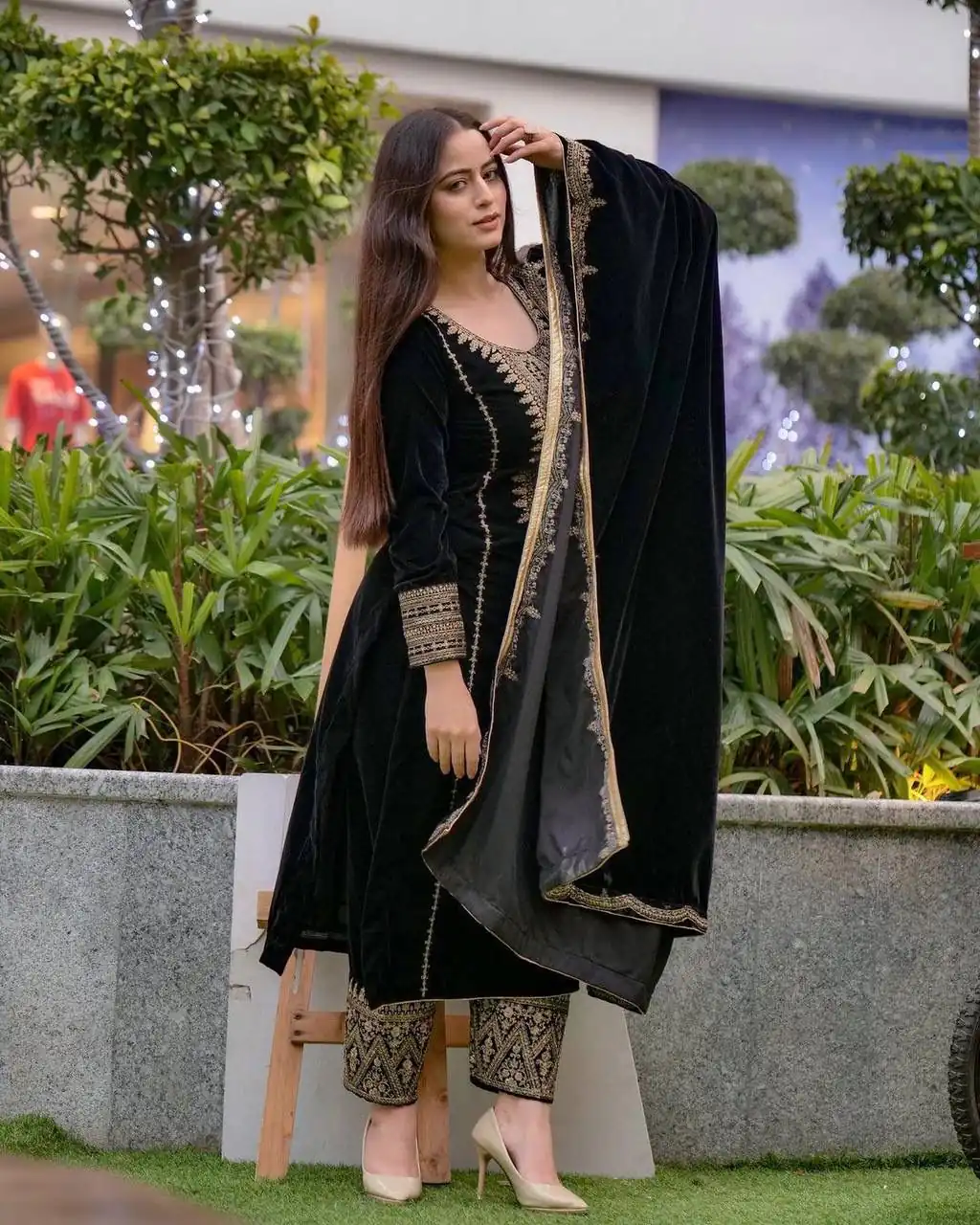 AD 089 Black Viscose Velvet Salwar Suit with Embroidery Work. Affordable Price ₹1999. Delivery 4-6 Working Days. Shop now. | Jump Suits, Salwar suit, Casual Suits, Creative suits, Designer Suits, Palazzo Suits, Party Wear Suits, Patiala Suits, Straight Suits