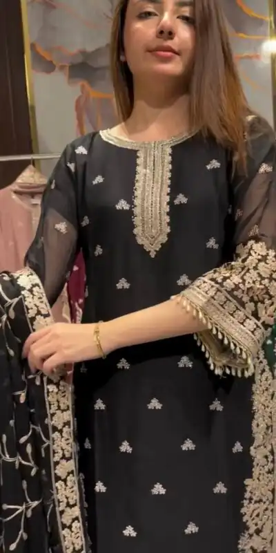 LG 2059 Black Color Zimmy Choo Salwar Suit with Embroidery Work. Wedding, Party, Festive, Events, Grab it for ₹2399. Delivery 4-6 Working Days. Shop now. | Jump Suits, Salwar suit, Casual Suits, Creative suits, Designer Suits, Palazzo Suits, Party Wear Suits, Patiala Suits, Straight Suits