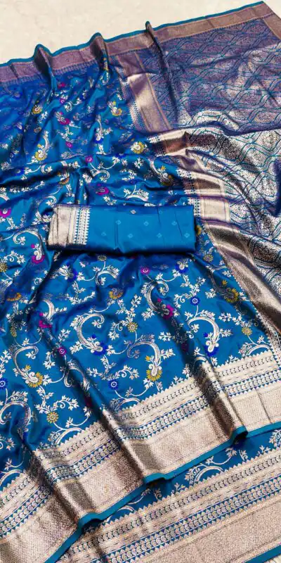 MB 548 Blue Banarasi silk Saree with Zari Work & Lace Work. Wedding, Party, Festive, Now at just ₹1949. Delivery 4-6 Working Days. Shop now. | Sarees, Bollywood Sarees, Creative Sarees, Designer Sarees, Embroidered Sarees, Ethnic Saree, Modern Digital sarees, Party Wear Sarees