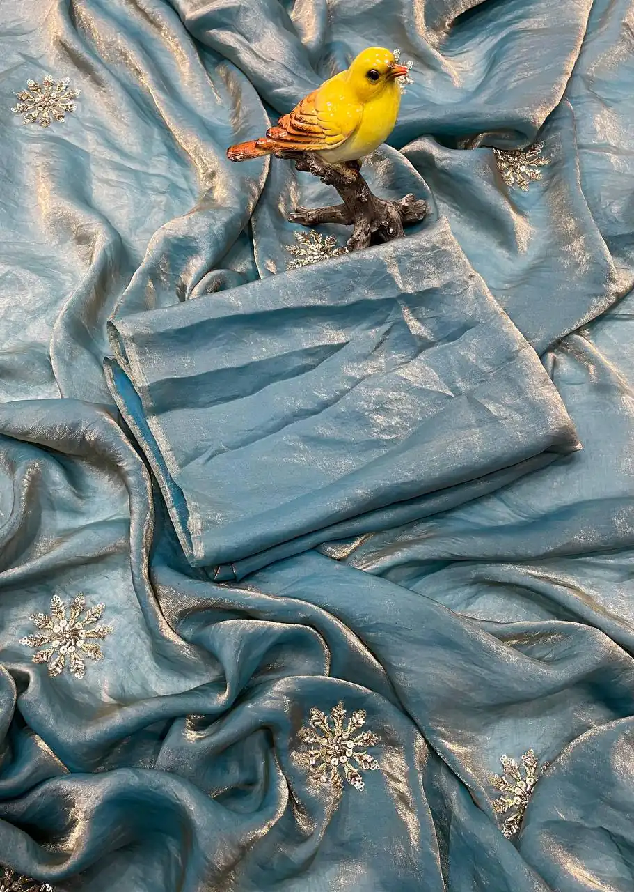 BT 3142 Blue Fandy Satin Silk Saree Perfect for Wedding, Party, Karwa Chauth, Reception, Pooja – . Festive Deal ₹1999. Delivery 4-6 Working Days. | Sarees, Bollywood Sarees, Creative Sarees, Designer Sarees, Embroidered Sarees, Ethnic Saree, Modern Digital sarees, Party Wear Sarees