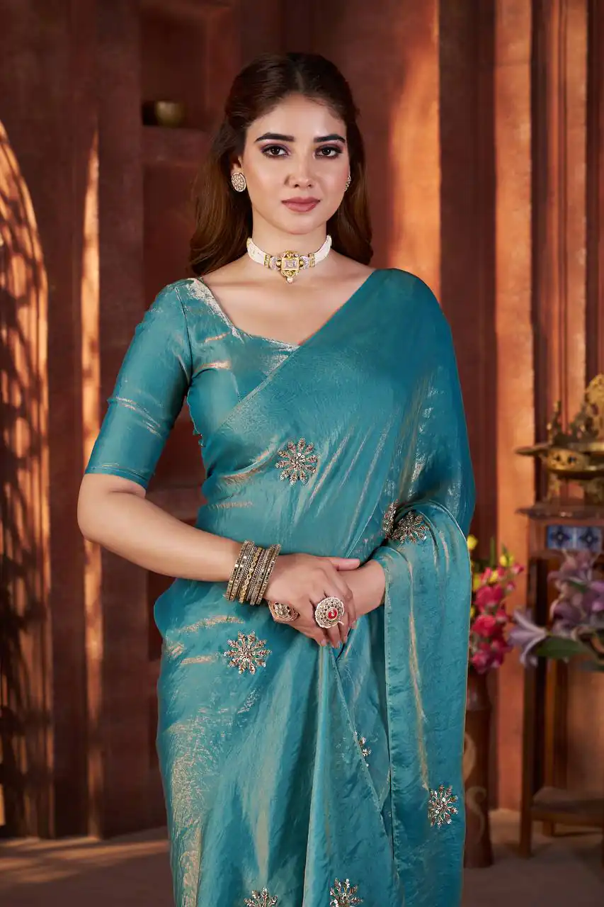 BT 3142 Blue Fandy Satin Silk Saree Perfect for Wedding, Party, Karwa Chauth, Reception, Pooja – . Festive Deal ₹1999. Delivery 4-6 Working Days. | Sarees, Bollywood Sarees, Creative Sarees, Designer Sarees, Embroidered Sarees, Ethnic Saree, Modern Digital sarees, Party Wear Sarees