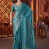 BT 3142 Blue Fandy Satin Silk Saree Perfect for Wedding, Party, Karwa Chauth, Reception, Pooja – . Festive Deal ₹1999. Delivery 4-6 Working Days. | Sarees, Bollywood Sarees, Creative Sarees, Designer Sarees, Embroidered Sarees, Ethnic Saree, Modern Digital sarees, Party Wear Sarees
